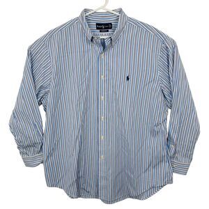 Polo Ralph Lauren Striped Button Down Shirt Mens Size XL 17.5 32/33 White Blue